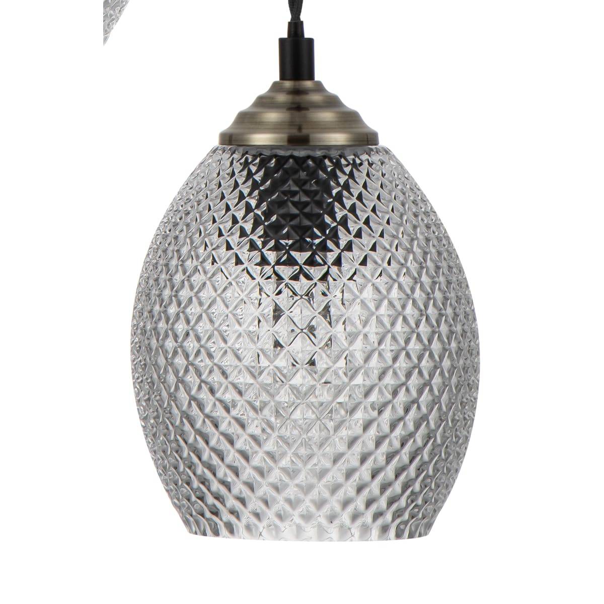 Cosylyte Lorne 3 Light Modern Faceted Glass Pendant Light - Matt Black Base - Image 6