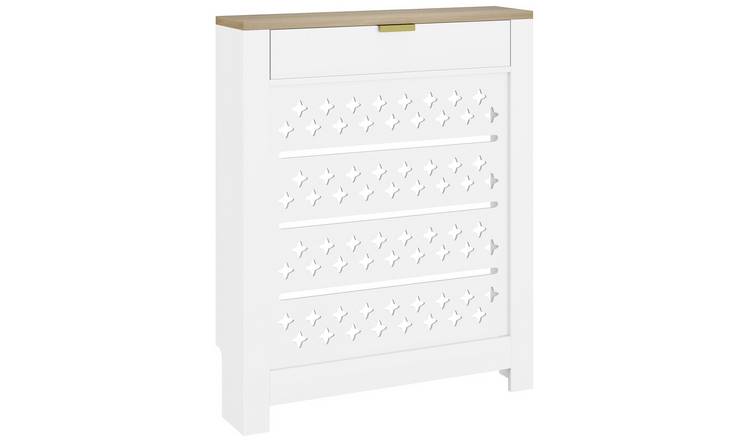 HOMCOM 78cm MDF Modern Radiator Cover with 2 Flip Drawers - White