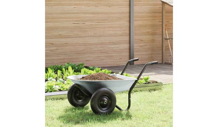 Walplus Steel Wheelbarrow and - Silver and Black - 124 x 73 x 65 cm