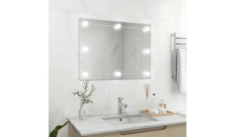 Walplus LED Frameless Rectangular Glass Wall Mirror Modern Design - Silver