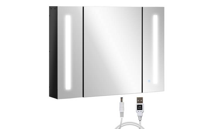 kleankin LED Wall Mounted Bathroom Cabinet with Mirror - Black
