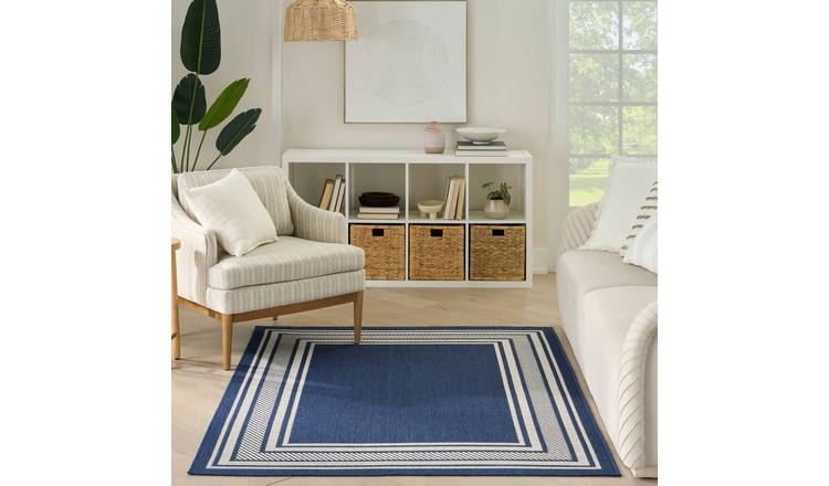 Mega Flooring Blue Modern Bordered Rug - 152 x 213cm