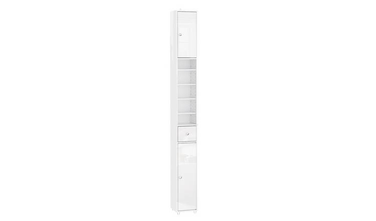 SoBuy 6 Adjustable Shelf Tall Slim Bathroom Storage Cabinet - White
