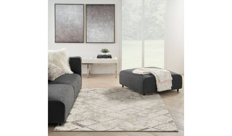 Mega Flooring White Modern Abstract Rug - 119 x 180cm