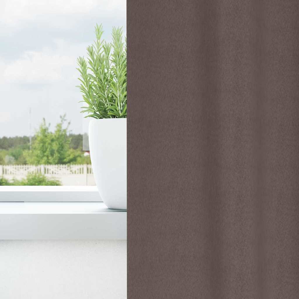 Walplus Set of 2 Ring Top Blackout Curtains - Dark Brown - 225 x 140 cm - Image 3