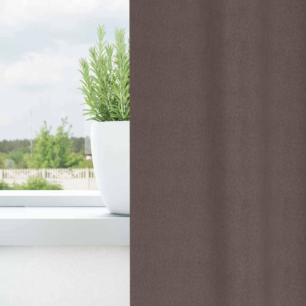 Walplus Set of 2 Ring Top Blackout Curtains - Dark Brown - 225 x 140 cm - Image 3