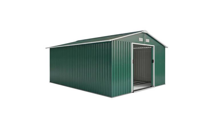 Outsunny Metal Garden Shed with Ventilation Slots and Foundation Kit - Green