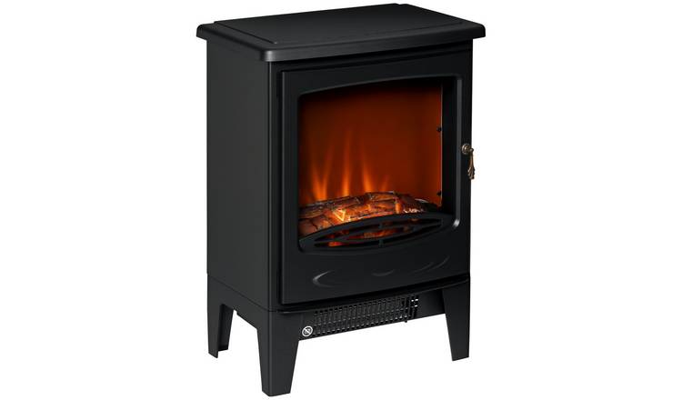 HOMCOM Adjustable Freestanding LED Electric Fireplace - Black