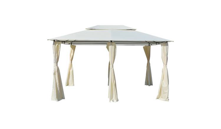 Walplus 4 x 3 m Garden Marquee with Curtains - White