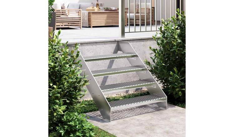 Walplus Press Locked Galvanised Steel Grate Step - Silver - 80 x 24 cm