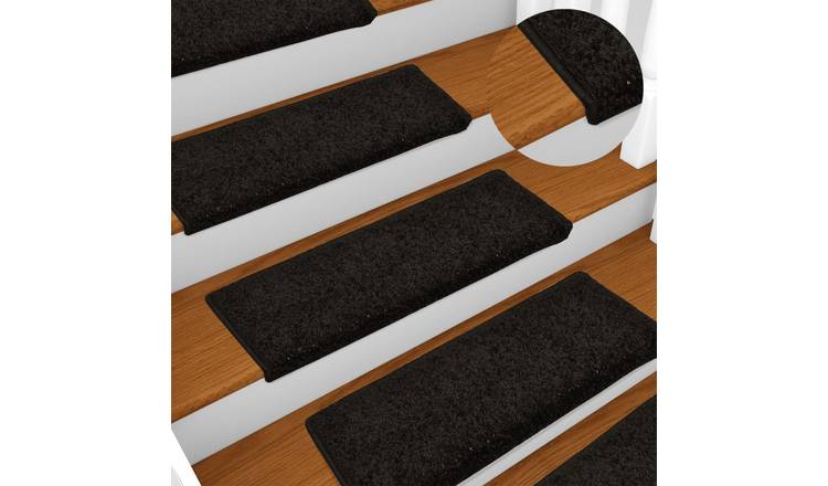 Walplus Pack of 15 Rectangular Needle-Punched Stair Mats - Black - 65 x 21 cm