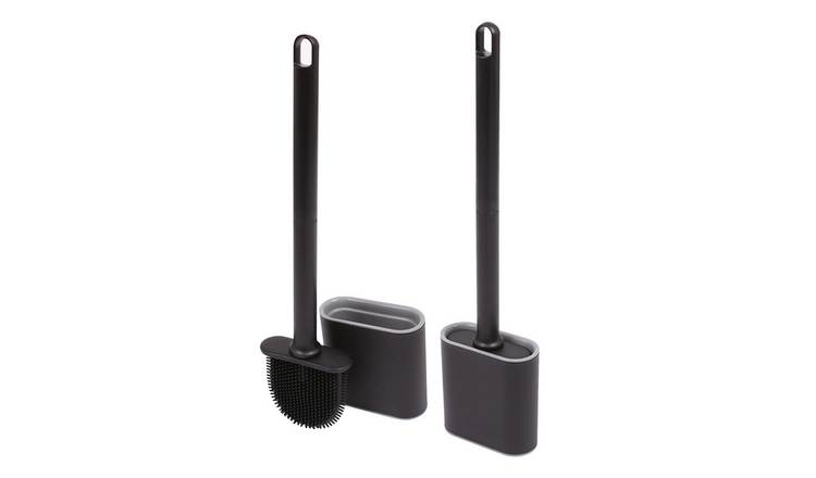 Harbour Housewares Wall-Mounted Toilet Brushes and Holders Set Black - Set of 2