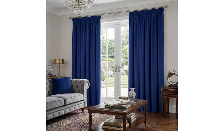 Luxury Living Montreal Taped Top Curtains 114cm x 122cm - Navy