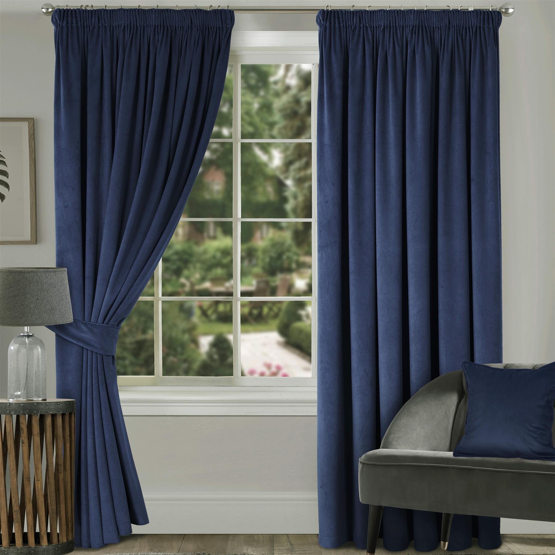 Luxury Living Montreal Taped Top Curtains 114cm x 122cm - Navy - Image 3