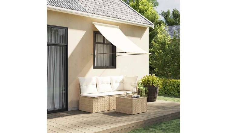 Walplus Polyester Retractable Awning - Cream - 150x150 cm - 150 x 150 cm