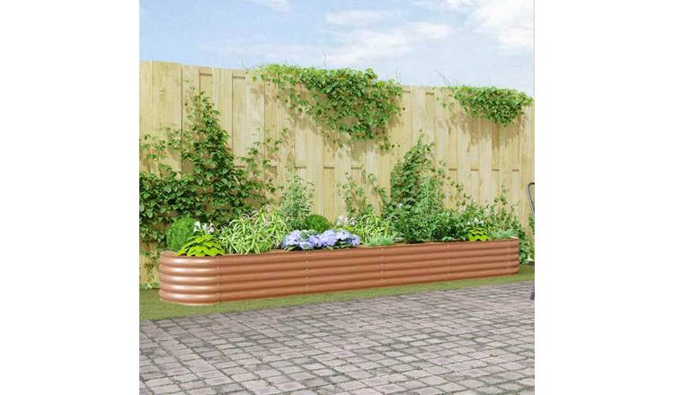 Walplus Steel Raised Garden Bed - Brown V2 - 400 x 80 x 44 cm