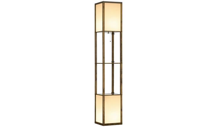 HOMCOM 3 Tier Shelved Floor Lamp - Brown