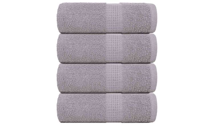 Walplus Pack of 4 Cotton Guest Towels - Grey - 30 x 50 cm