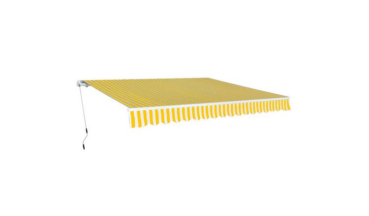 Walplus Polyester Awning - Yellow and White - 400 x 300 cm