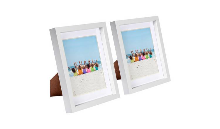 Nicola Spring 8" x 10" White 3D Box Photo Frame 5" x 7" Mount - Set of 2