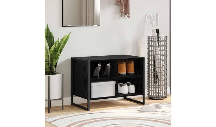Walplus Engineered Wood Shoe Cabinet - Black Oak - 60 x 35 x 44 cm