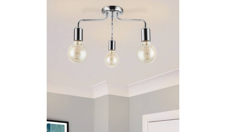 Cosylyte Fraser 3 Light Modern Metal Ceiling Flush Light - Chrome