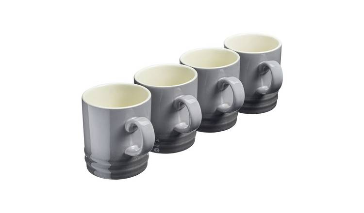 Cooks Professional Set of 4 Stoneware Tea Coffee Mugs 350ml - Grey
