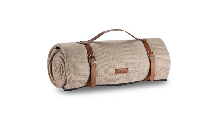 Vonshef 300x200cm Herringbone Design Waterproof Picnic Blanket - Stone