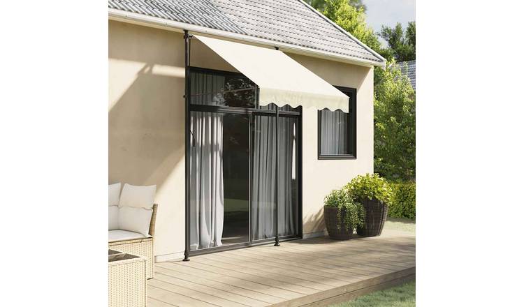 Walplus Polyester Retractable Awning - Cream - 200 x 115 cm