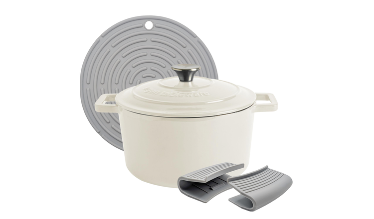 Argon Tableware Round Cast Iron Casserole Dish - Pebble Gloss
