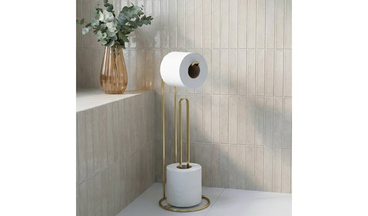 OHS Metal Freestanding Toilet Roll Holder - Gold
