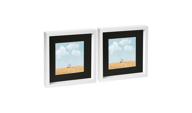 Nicola Spring 3D Box Photo Frames - 10" x 10" with Mount - Set of 2 - White