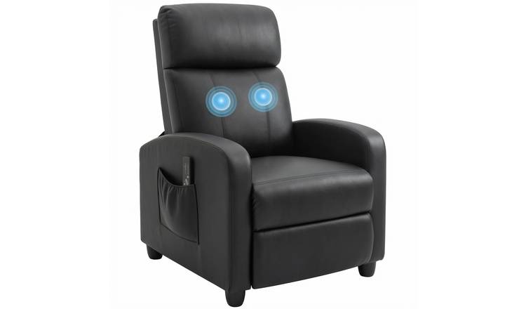 HOMCOM Faux Leather Adjustable Massage Recliner Armchair - Black