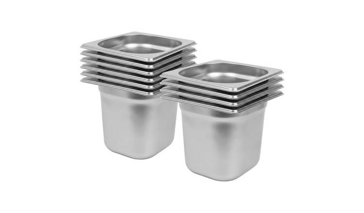 Argon Tableware Steel Gastronorm Containers 1/6 - 2.25L - Set of 10