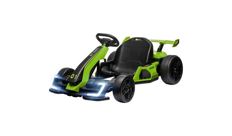 HOMCOM 24V 6 to 12 Years Adjustable Seat Drifting Ride On Go Kart – Green