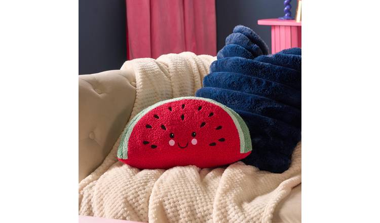 OHS Watermelon Shaped Scatter Cushion - Red - 40 x 20cm