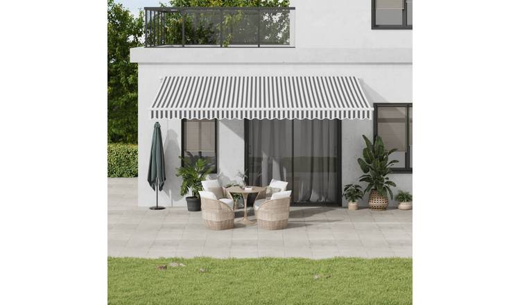Walplus Electric Polyester Awning - Anthracite and White - 500x350 cm