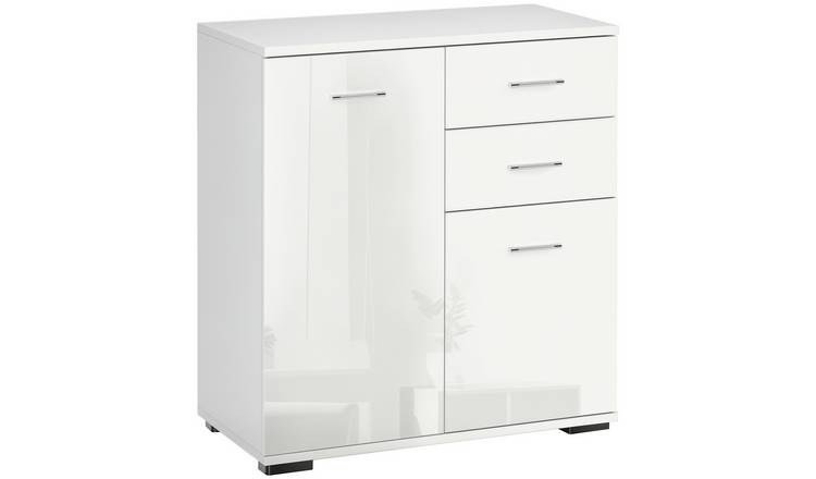 HOMCOM Modern Adjustable High Gloss Storage Sideboard - White