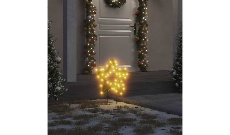 Walplus Pack of 3 Christmas Light Decorations with Spikes Star 50 LEDs - 29 cm