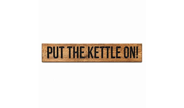 Peak Heritage Engraved Wooden Sign - L60cm - Put The Kettle On!