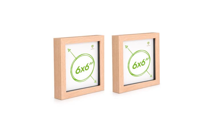 Nicola Spring 3D Box Photo Frames - 6 x 6" - Set of 2 - Light Brown