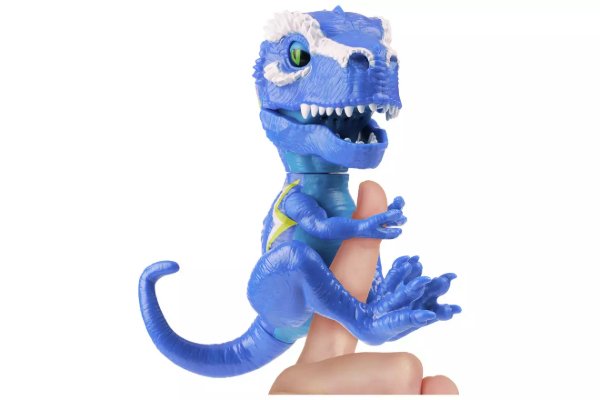 A blue dinosaur finger puppet.