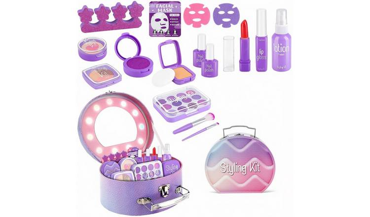 deAO Pretend Makeup Play Kit With Carry Case - Purple