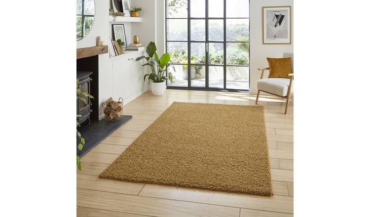 Mega Flooring Gold Modern Plain Rug - 80 x 150cm