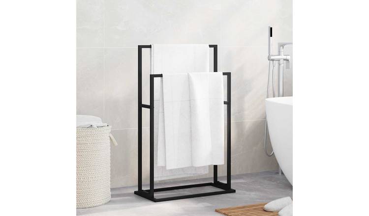 Walplus Iron Freestanding Towel Rack - Black - 48 x 24 x 78.5 cm