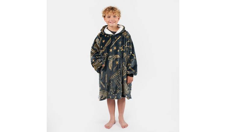 OHS Kids Harry Potter Hogwarts Hoodie Blanket - One Size - Black