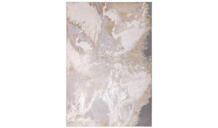 Mega Flooring White Modern Abstract Rug - 120 x 170cm