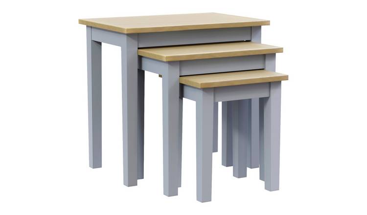 Vida Designs Yorkshire Nest of 3 Tables - Oak & Grey