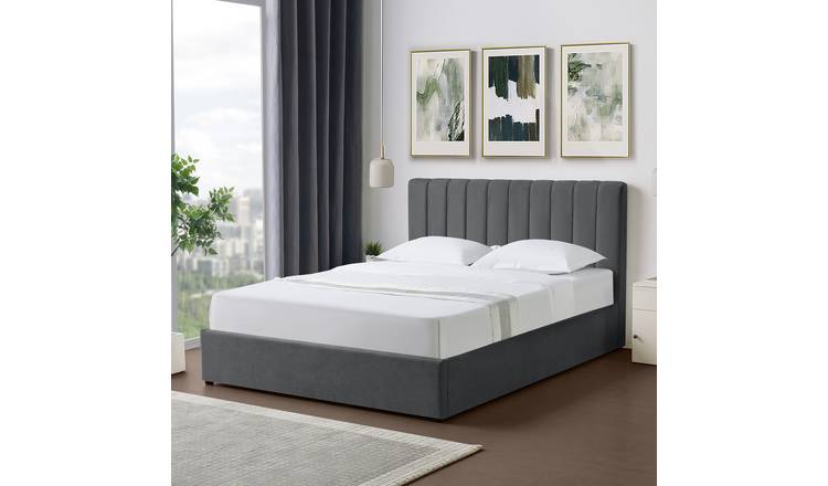 Artemis Home Evelynne Fabric 150cm King Ottoman Bed with Storage - Dark Grey