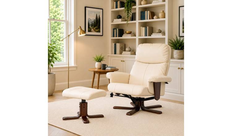 Artemis Home Woodacre Swivel Recliner with Massage and Heat - Cream